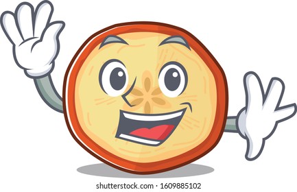 Waving friendly apple chips cartoon character design