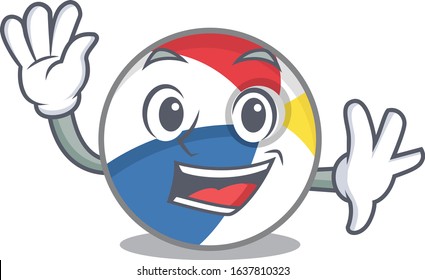 Waving friendly beach ball mascot design style