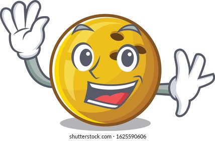 Waving friendly bowling ball cartoon character design