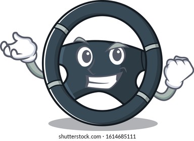 Waving friendly car steering cartoon character design