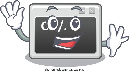 Waving friendly command window cartoon character design