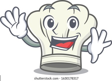 Waving friendly cook hat cartoon character design