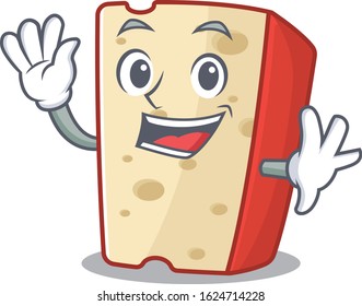 Waving friendly dutch cheese cartoon character design