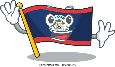 Waving friendly flag belize cartoon character design
