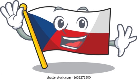 Waving friendly flag czechia cartoon character design