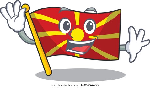 Waving friendly flag macedonia cartoon character design