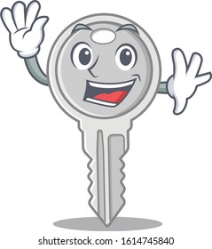 Waving friendly key in cartoon character design