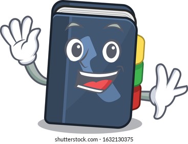 Waving friendly phone book cartoon character design