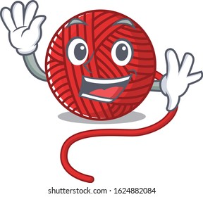 Waving friendly red wool yarn cartoon character design