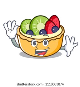 Waving fruit tart character cartoon