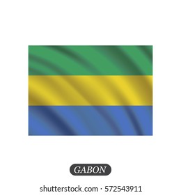 Waving Gabon flag on a white background. Vector illustration