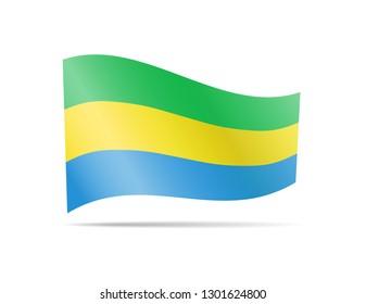 Waving Gabon flag in the wind. Flag on white background vector illustration