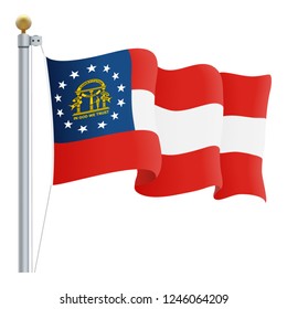 Waving Georgia Flag Isolated On A White Background. Vector Illustration. Official Colors And Proportion. Independence Day
