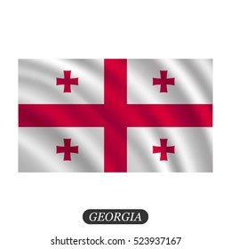 Waving Georgia flag on a white background. Vector illustration