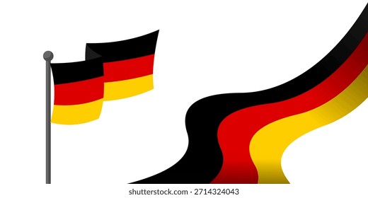 Vector de bandera alemana con un diseño de cinta que fluye, perfecto para fiestas nacionales y temas culturales.