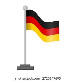Vektorgrafik mit deutscher Flagge am Pol: Nationalsymbol-Symbol im EPS-Dateiformat, einzeln auf sauberem, weißem Hintergrund für einfache Nutzung