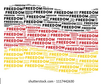 Waving German official flag. Vector freedom word design elements are scattered into conceptual Germany flag illustration. Patriotic collage created of flat freedom word elements.