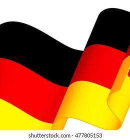 Waving Germany flag isolated on white background.