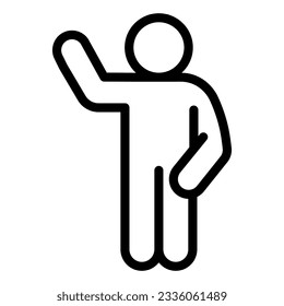 Waving gesture line icon. Man with hand raised up and left hand down outline style pictogram on white background. Hello pose for mobile concept and web design. Vector graphics