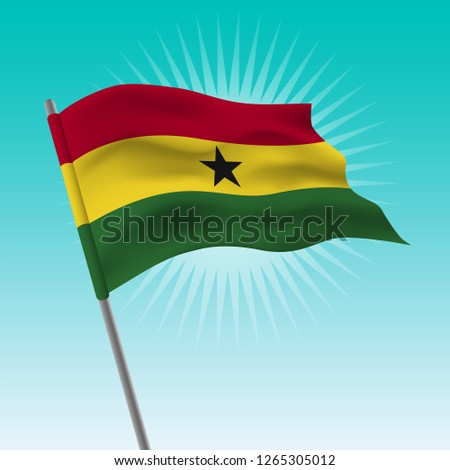 Waving Ghana flag. Vector drawing illustration of flag.
