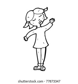 waving girl cartoon
