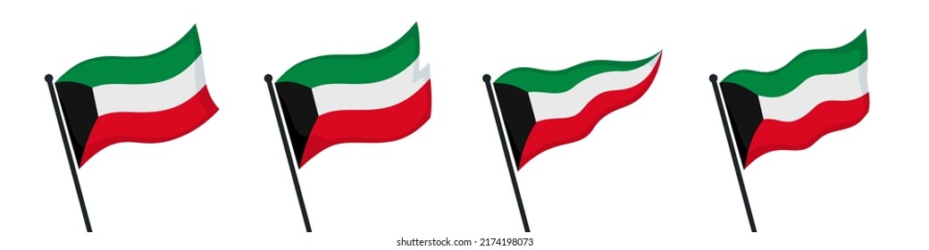 Waving Glorious Kuwait Flag Set