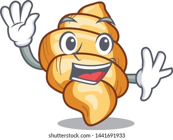 Waving gnocchi pasta above wooden cartoon table