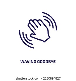 waving goodbye icon from people collection. Thin linear waving goodbye, hi, welcome outline icon isolated on white background. Line vector waving goodbye sign, symbol for web and mobile