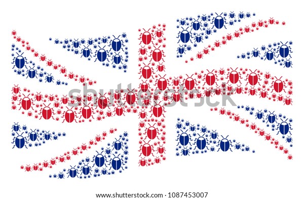 Waving Great Britain State Flag Collage Stock Vector (Royalty Free ...