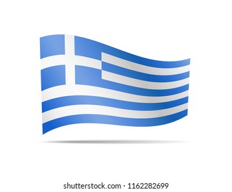 Waving Greece flag on white. Flag in the wind.