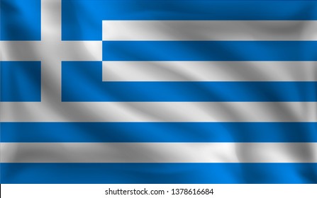 Waving Greeks flag, the flag of Greece, vector illustration