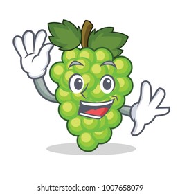 Waving green grapes character cartoon
