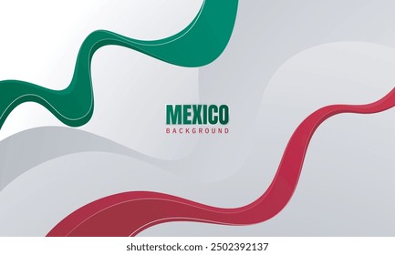 Waving green and red ribbon in 3d design with white background. Good template for mexico independence day background design