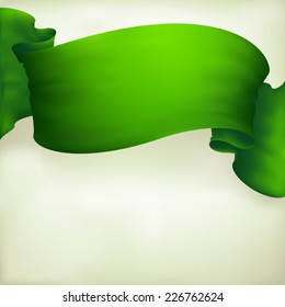 waving green ribbon banner ,vector drawing