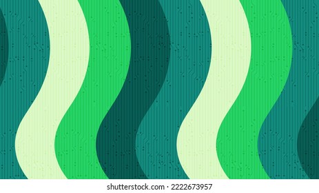 Waving Green Technology Hintergrund, Digital- und Connection Concept Design, Vektorgrafik.