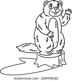 Waving Groundhog Isolated Coloring Page for Kids