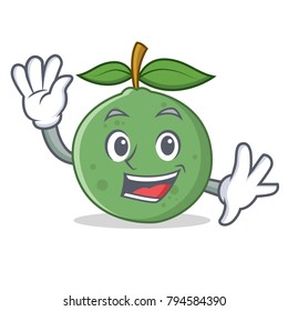 Waving guava character cartoon style