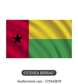 Waving Guinea Bissau flag on a white background. Vector illustration