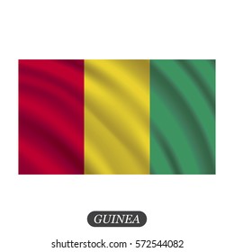 Waving Guinea flag on a white background. Vector illustration