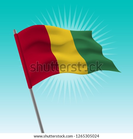 Waving Guinea flag. Vector drawing illustration of flag.