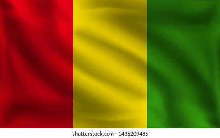 Waving Guinea flag, the flag of Guinea, vector illustration