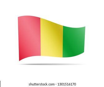 Waving Guinea flag in the wind. Flag on white background vector illustration