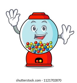 Waving gumball machine character cartoon