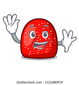 Waving gumdrop character cartoon style