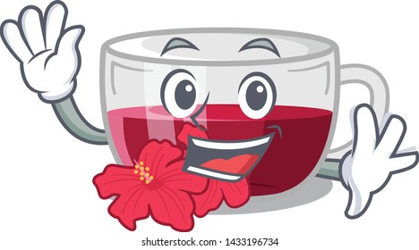 Waving habiscus tea in the cartoon shape