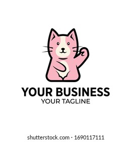 Waving Hand Cat Logo Design