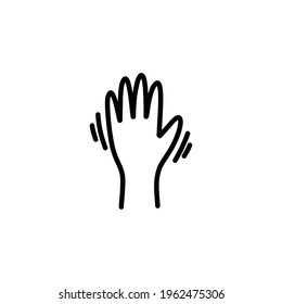 waving hand doodle icon, vector illustration