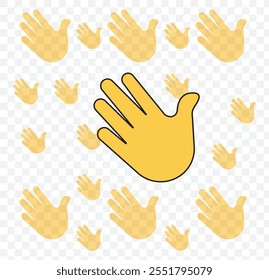 Waving hand emoji gesture vector isolated icon illustration. Waving hand gesture icon. Hand waving, hand gesture, hello, hi, bye, wave hello, goodbye, greeting symbol. Vector. eps 10.