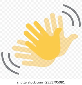 Waving hand emoji gesture vector isolated icon illustration. Waving hand gesture icon. Hand waving, hand gesture, hello, hi, bye, wave hello, goodbye, greeting symbol. Vector. eps 10.