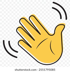 Waving hand emoji gesture vector isolated icon illustration. Waving hand gesture icon. Hand waving, hand gesture, hello, hi, bye, wave hello, goodbye, greeting symbol. Vector. eps 10.